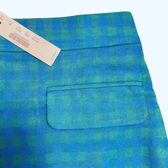 NWT J. CREW COLORFUL GINGHAM FRONT FLAP POCKET SKIRT IN DEEP BLUES GINGH… - Picture 5 of 7